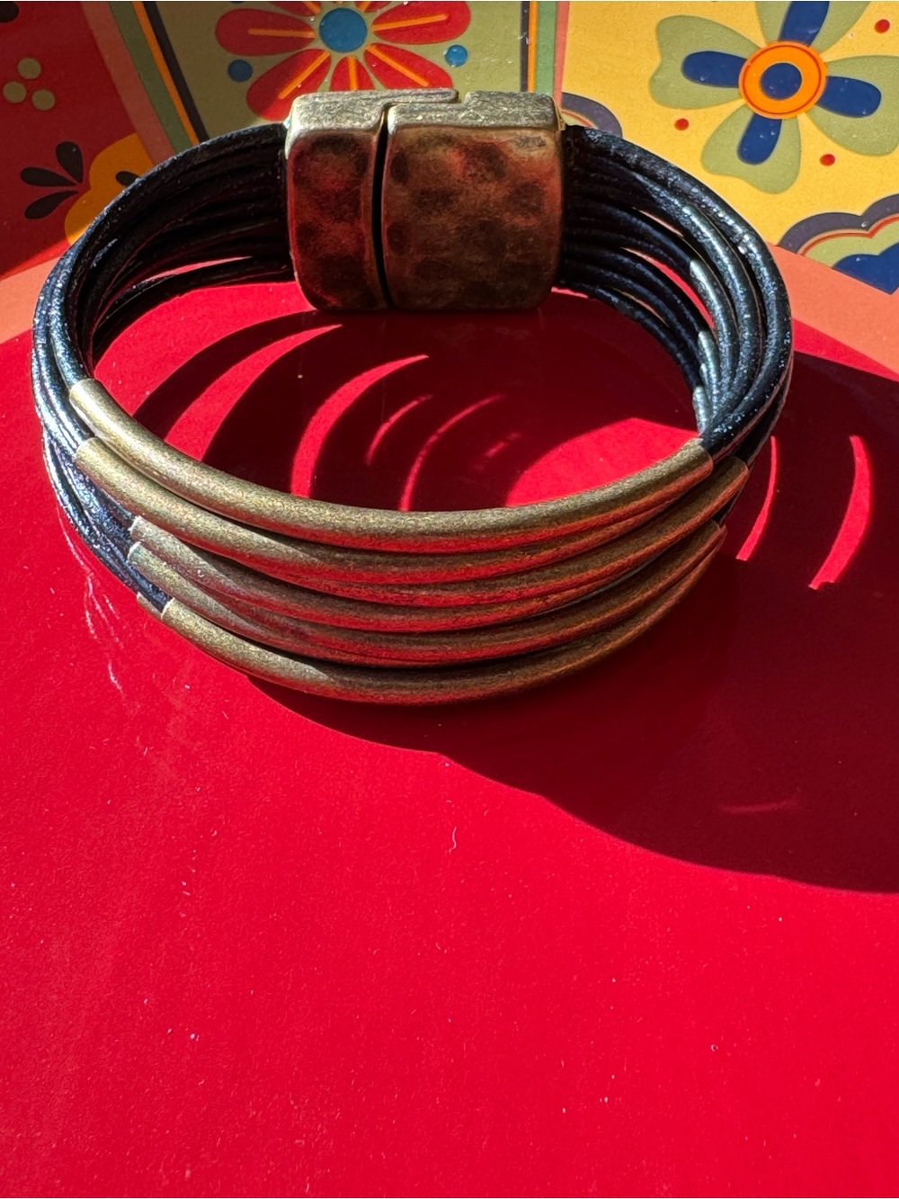 ✨BUNDLE 5 ITEMS FOR $20✨ Black Multi-Strand Bracelet w/Antique Gold Accents